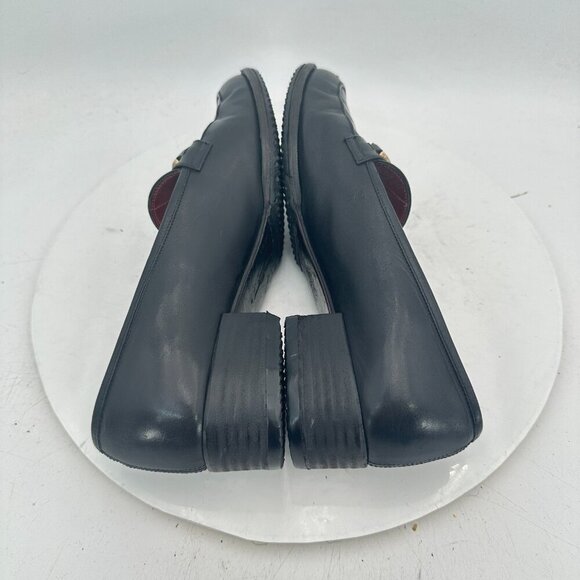 Salvatore Ferragamo Women Size 8B Black Leather Gold Horsebit Slip On Pump Shoes - Picture 6 of 12